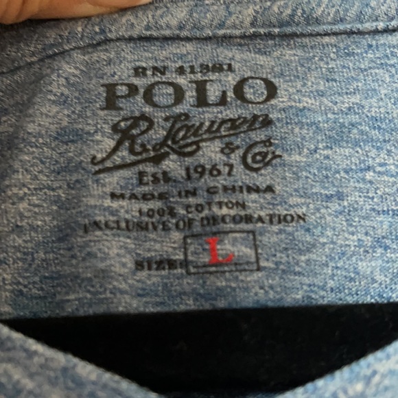 Polo heatherd  blue long sleeve tshirt - Picture 3 of 4
